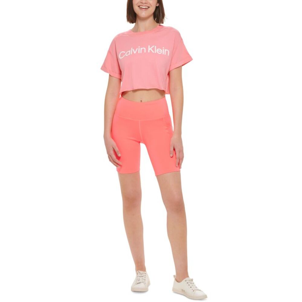 Calvin Klein Performance Womens Logo Cropped T-Shirt